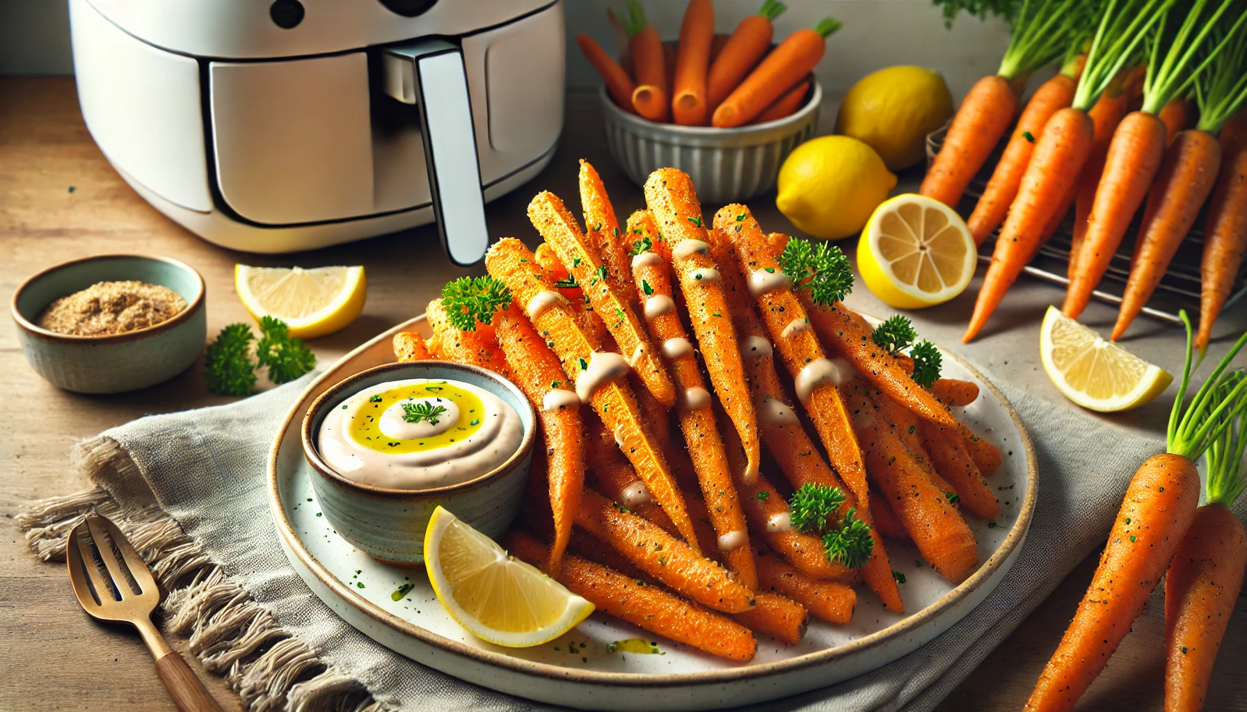 Air Fried Carrots With Tahini Lemon Sauce Recipe