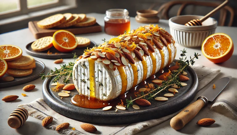 Almond and Orange Crusted Honey Goat Cheese Log Recipe