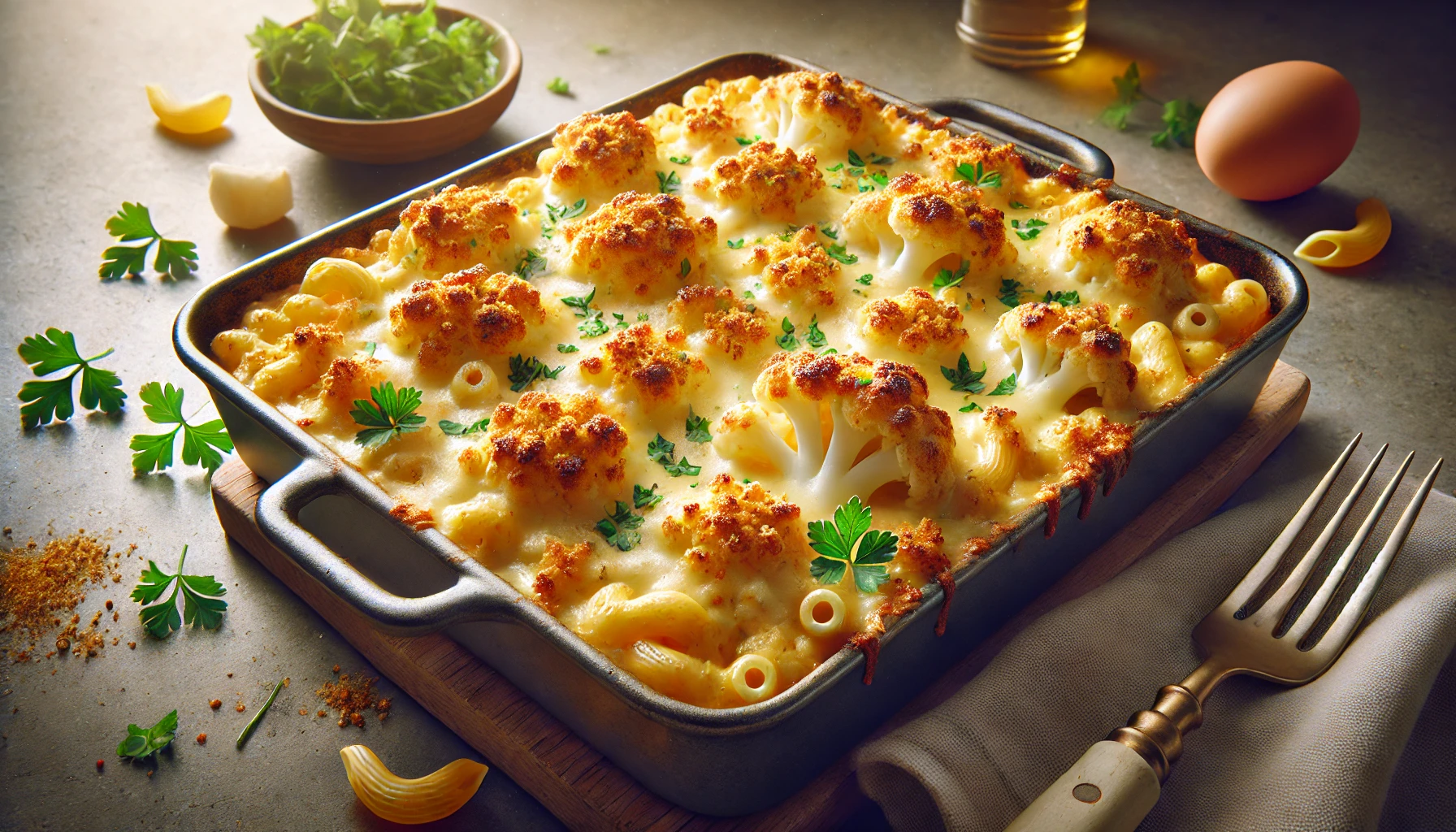 Baked Cauliflower Macaroni Cheese