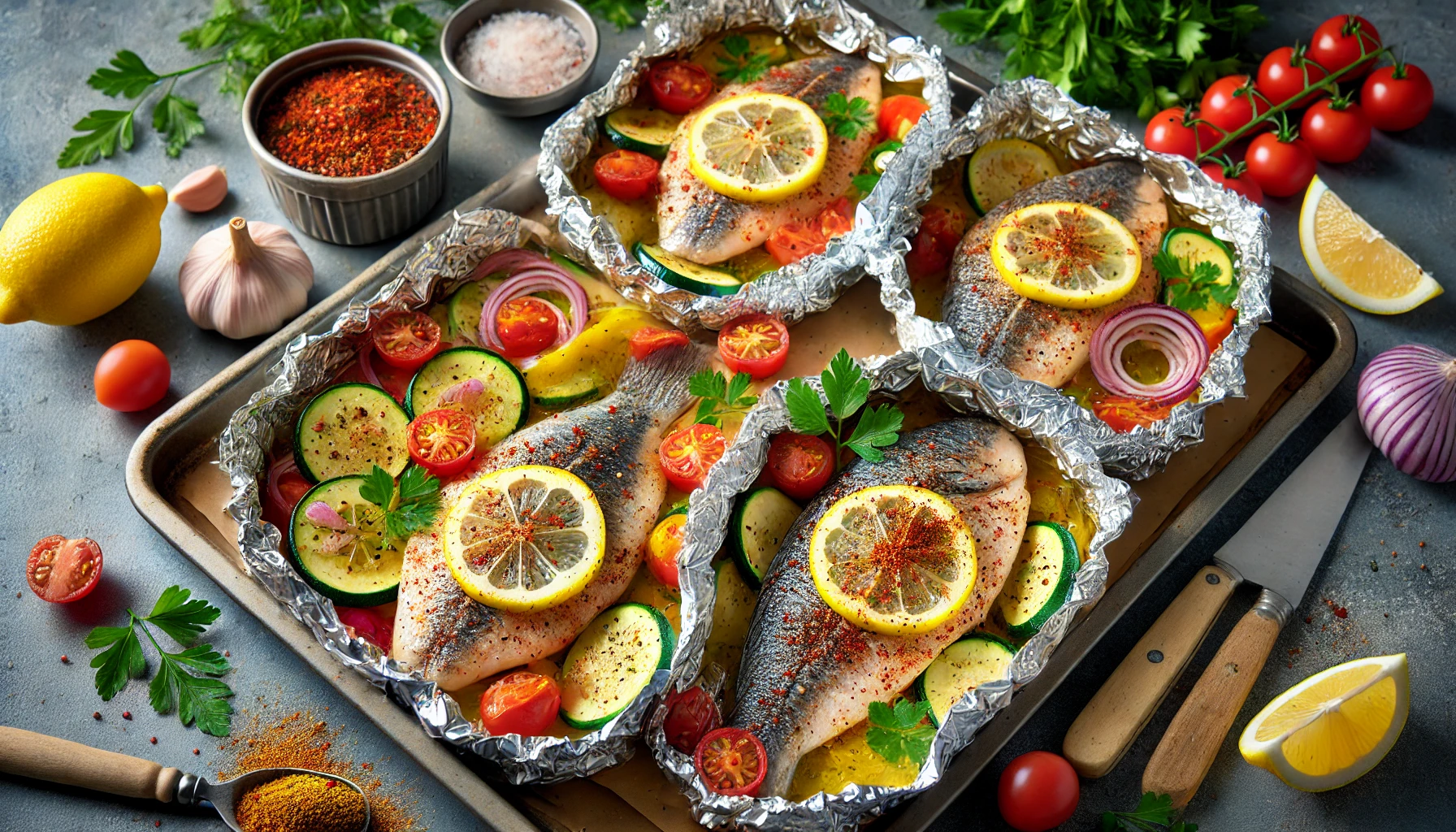 Baked Tilapia with Veggies in Foil Recipe