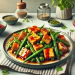 Baked Tofu And Green Beans With Spicy Rhubarb Sauce Recipe