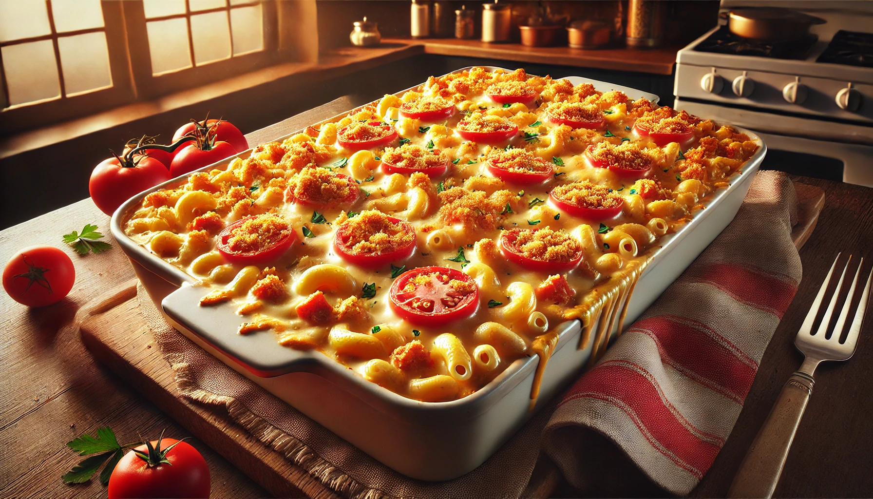 Baked Tomato Mac N Cheese Casserole