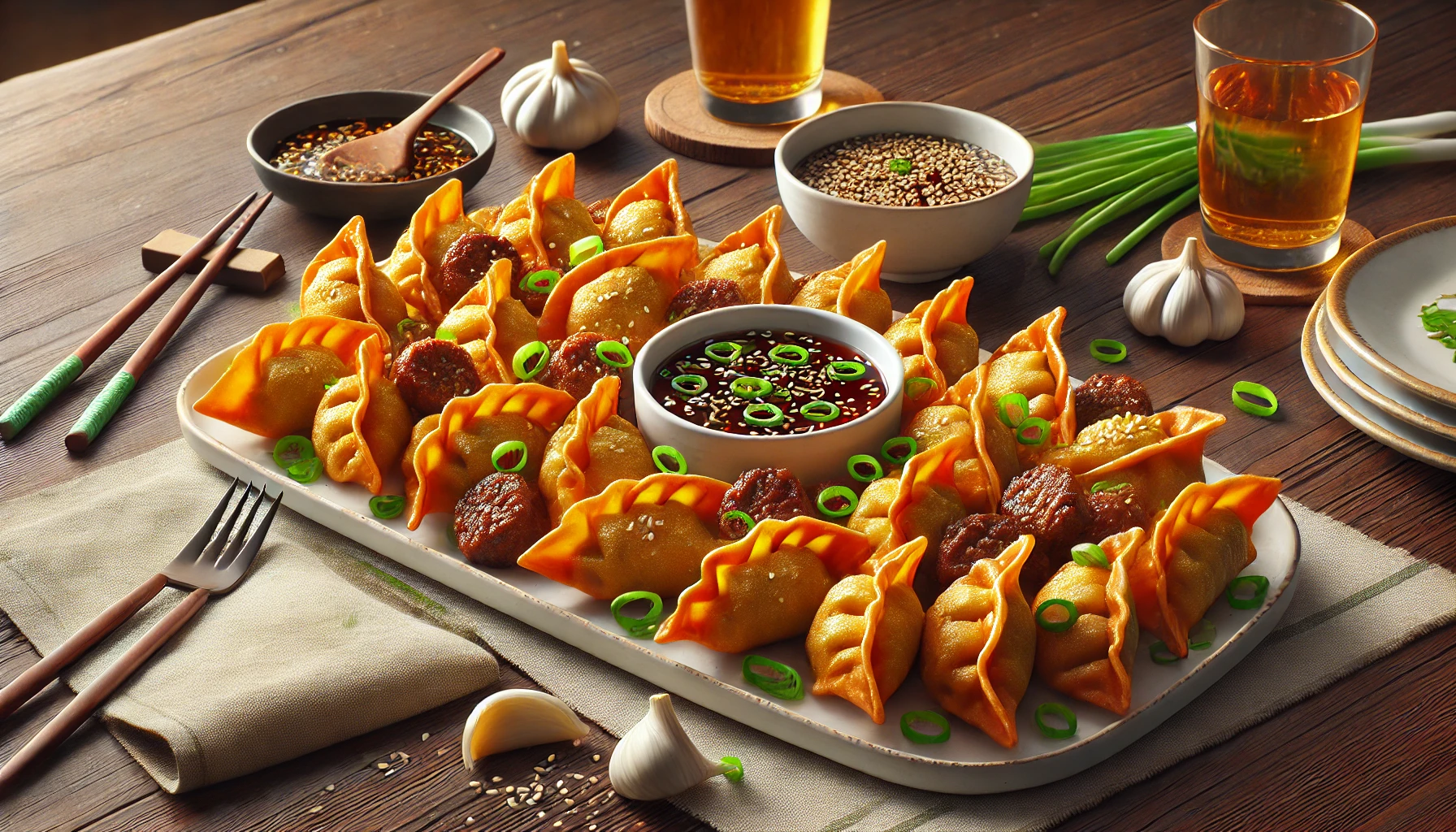 Beef and Sausage Fried Wontons Recipe