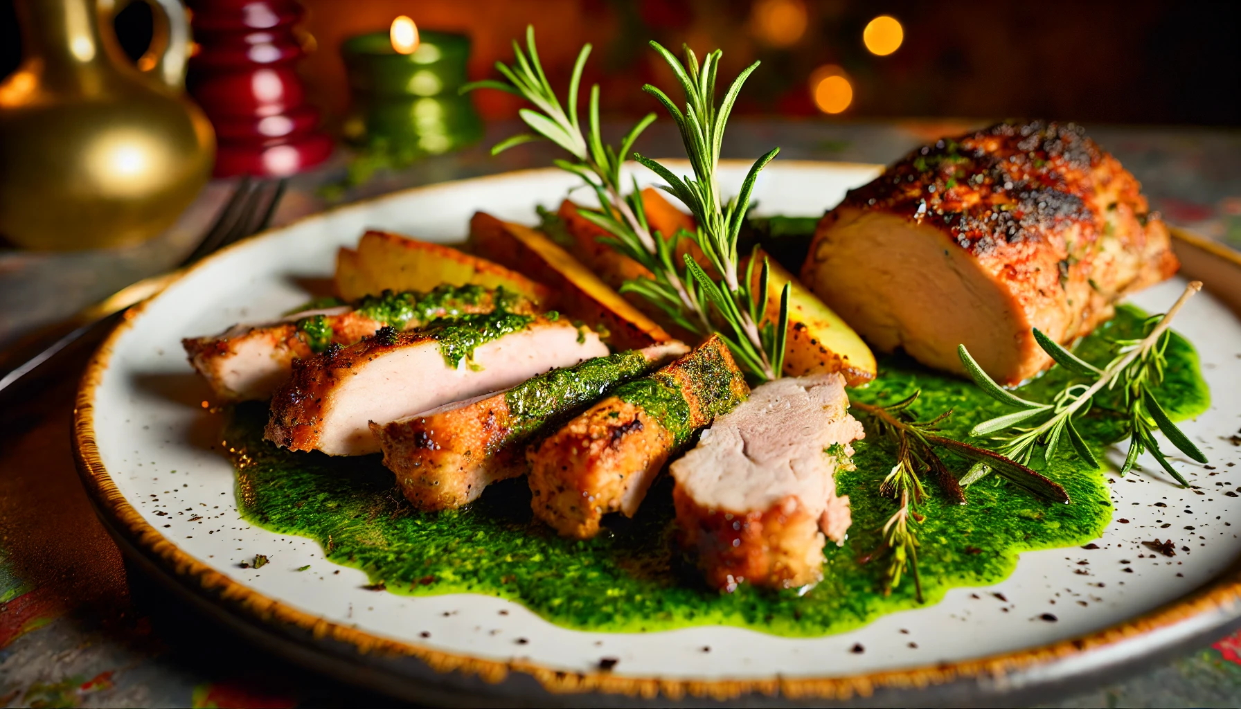 Crispy Baked Turkey Tenderloin with Herb Sauce