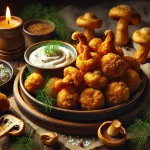 Crispy Fried Mushrooms with Feta Cheese Sauce