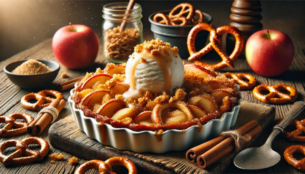 Crispy Pretzel Apple Dessert with Pretzel Crust and Topping