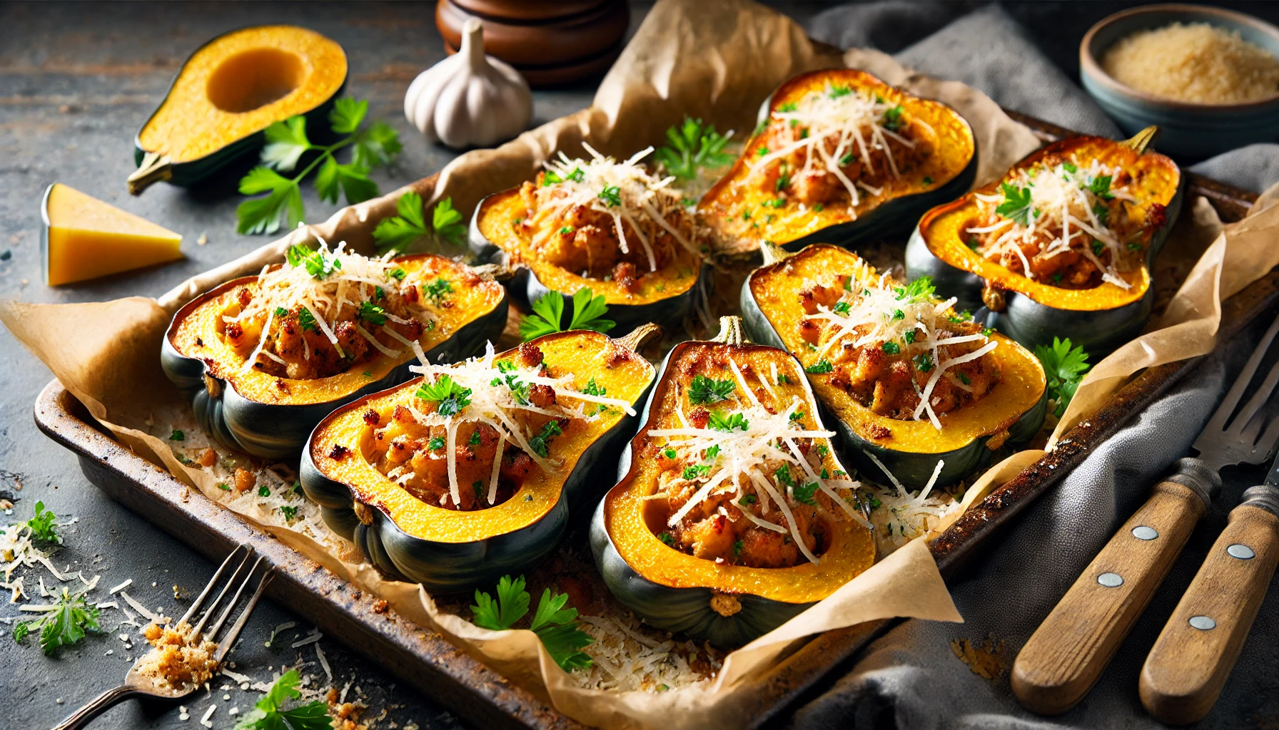 Crispy Roasted Acorn Squash with Parmesan Cheese Recipe