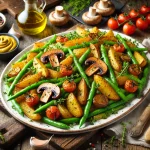 Crispy Roasted Potatoes With Green Beans And Mushrooms Recipe