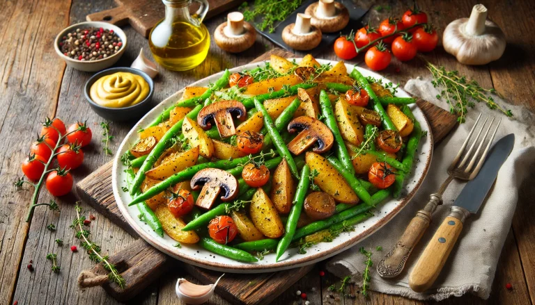 Crispy Roasted Potatoes With Green Beans And Mushrooms Recipe