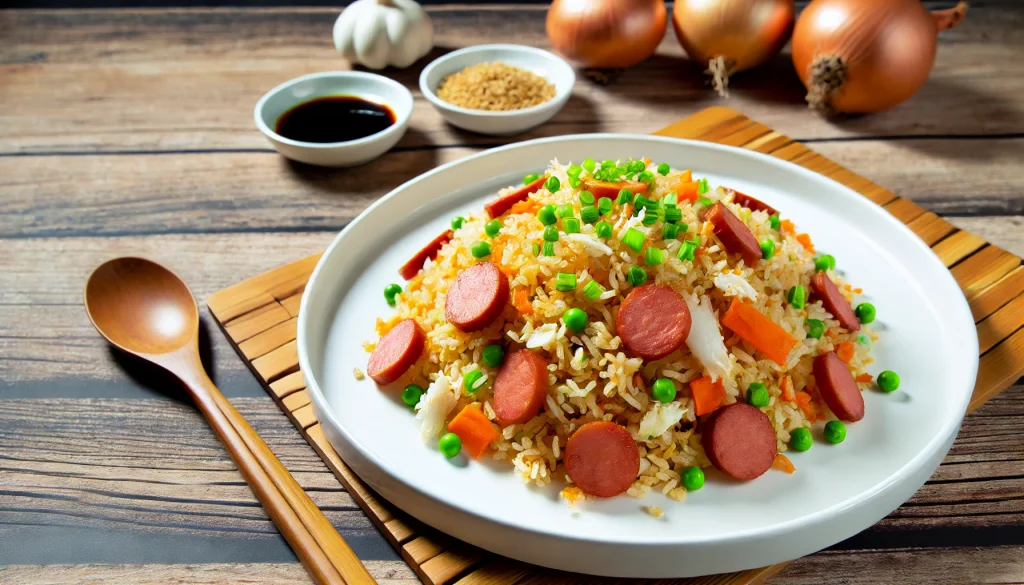 Crispy Sausage and Imitation Crab Fried Rice
