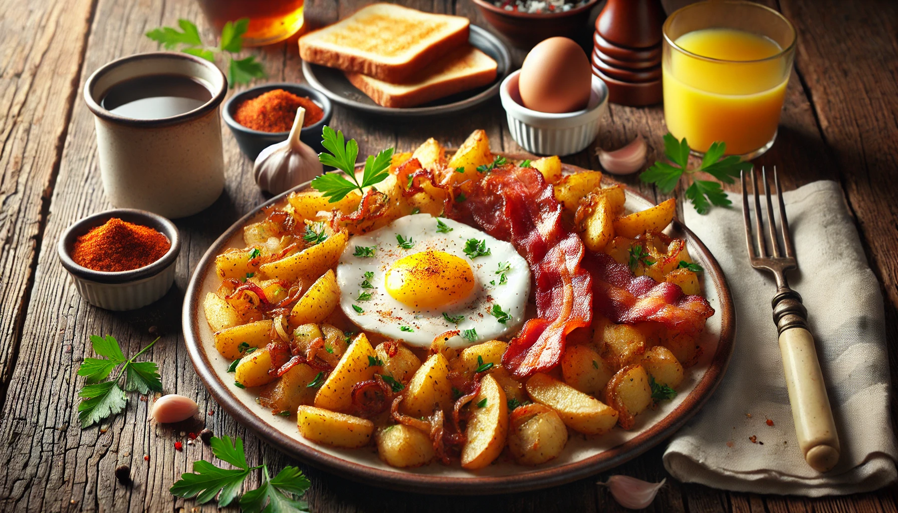 Easy Crispy Bacon Fried Breakfast Potatoes Recipe