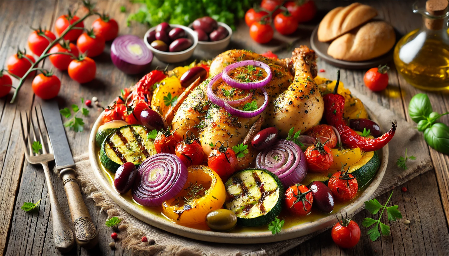 Easy Roasted Mediterranean Chicken with Veggies Herbs