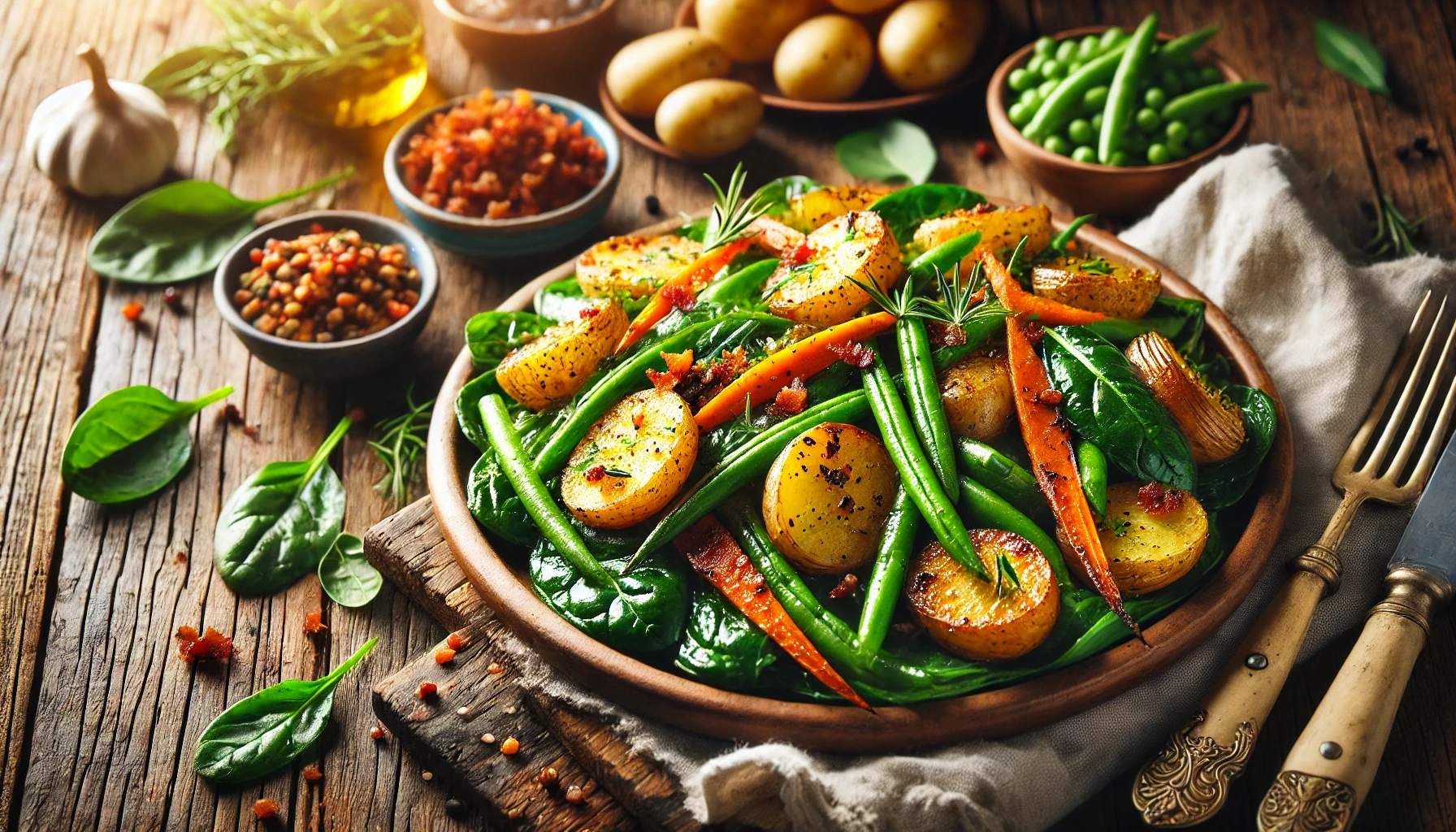 Easy Roasted Potatoes with Greens