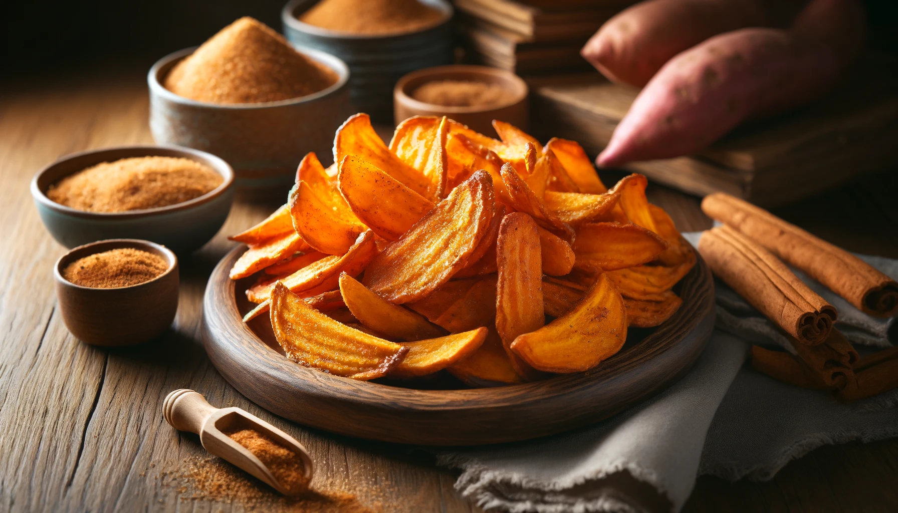 Fried Cinnamon Sweet Potato Chips