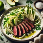 Gabes Coffee Crusted Hanger Steak With Apple Fennel And Herb Salad Recipe