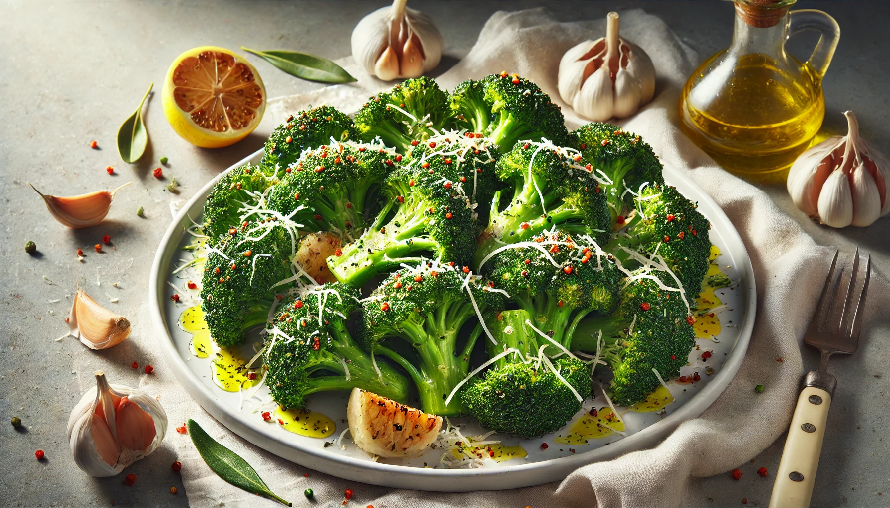 Garlic Roasted Broccoli With Parmesan Cheese