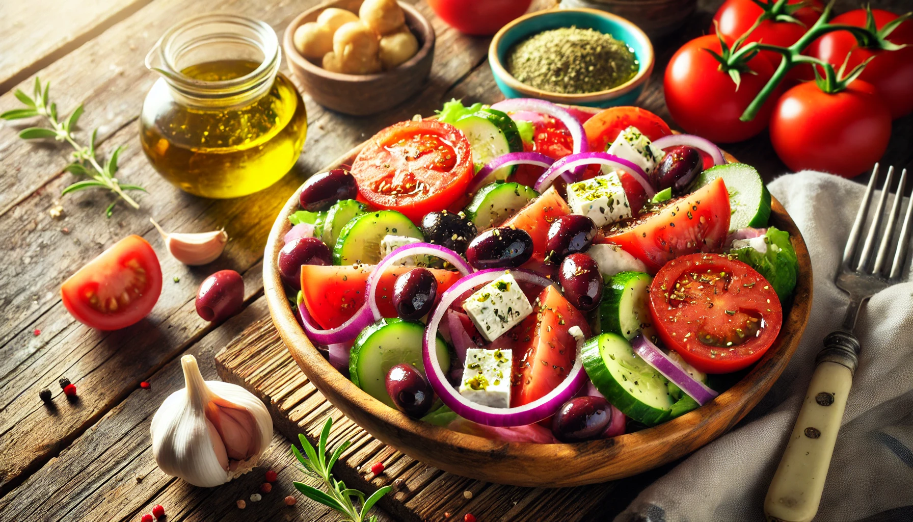 Greek Salad on Roasted Garlic