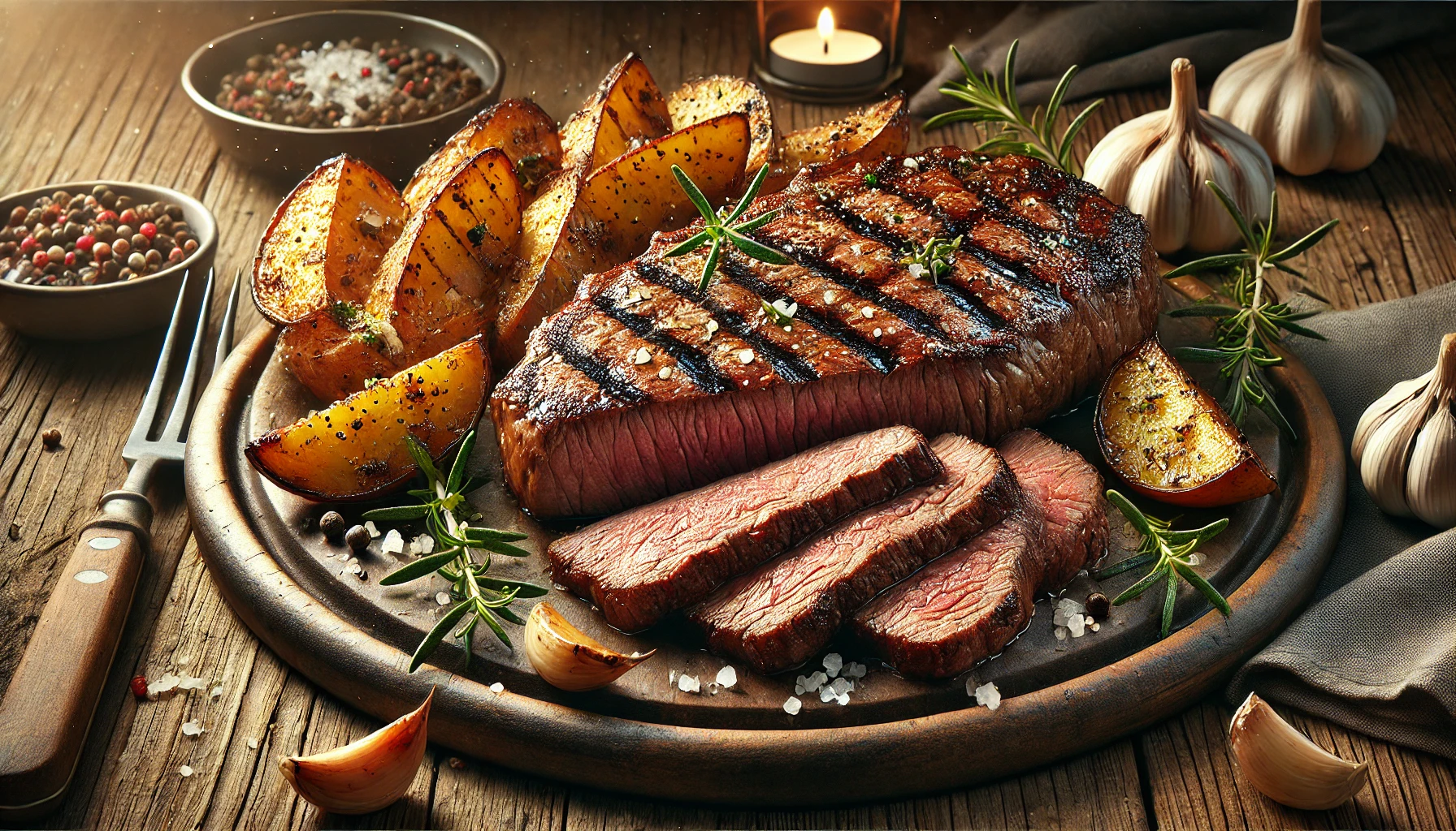 Grilled Skirt Steak with Roasted Potatoes