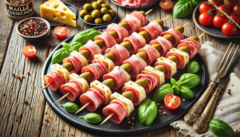 Ham And Cheese Skewers With Crunchy Maille Cornichons Recipe