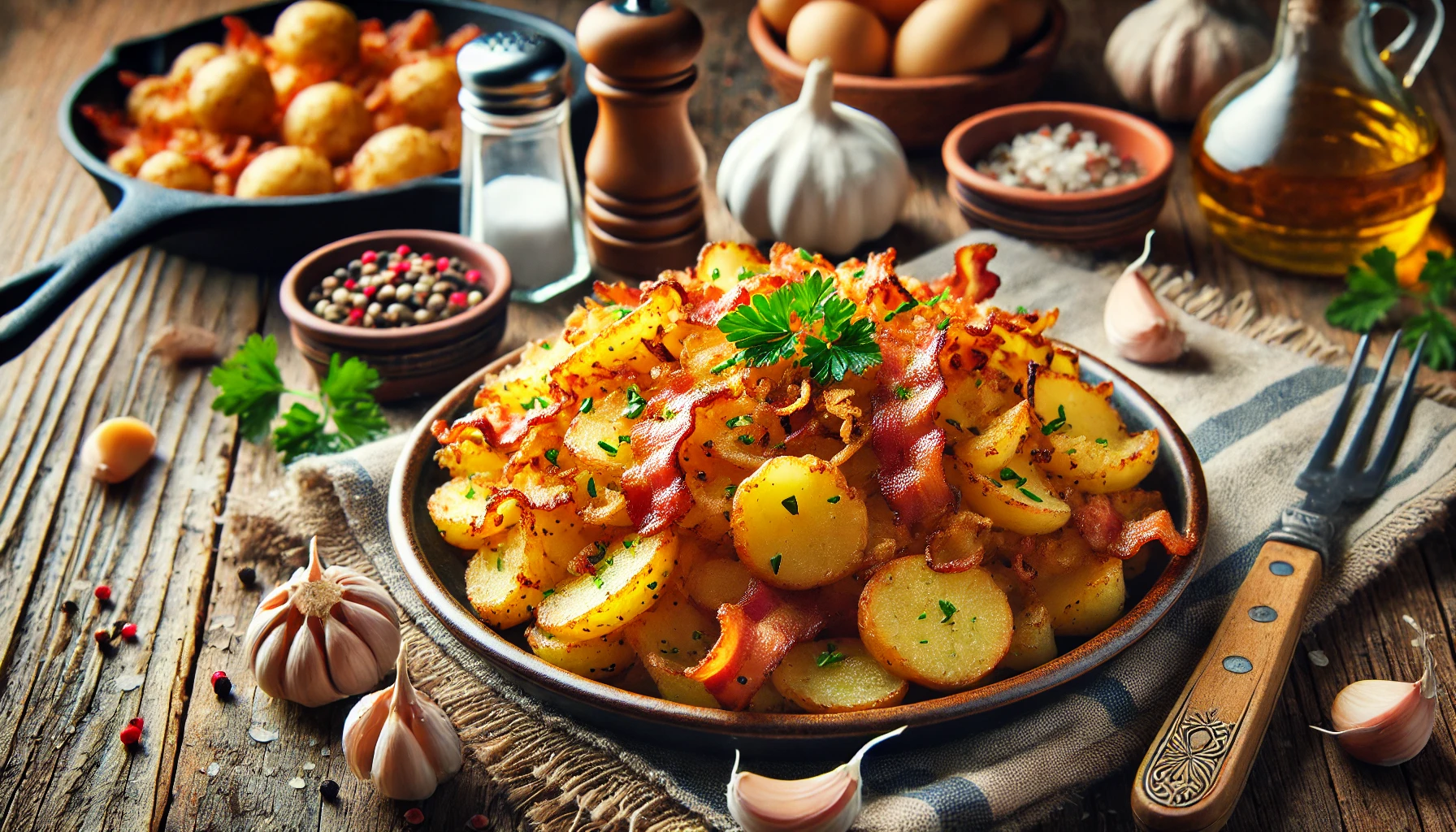 Homefried Potatoes with Garlic and Bacon Recipe