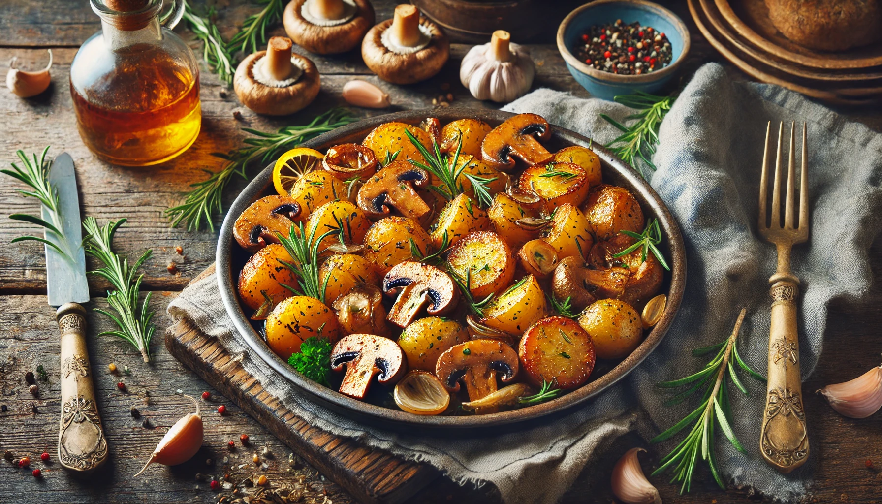 Honey Roasted Potatoes And Mushrooms Recipe