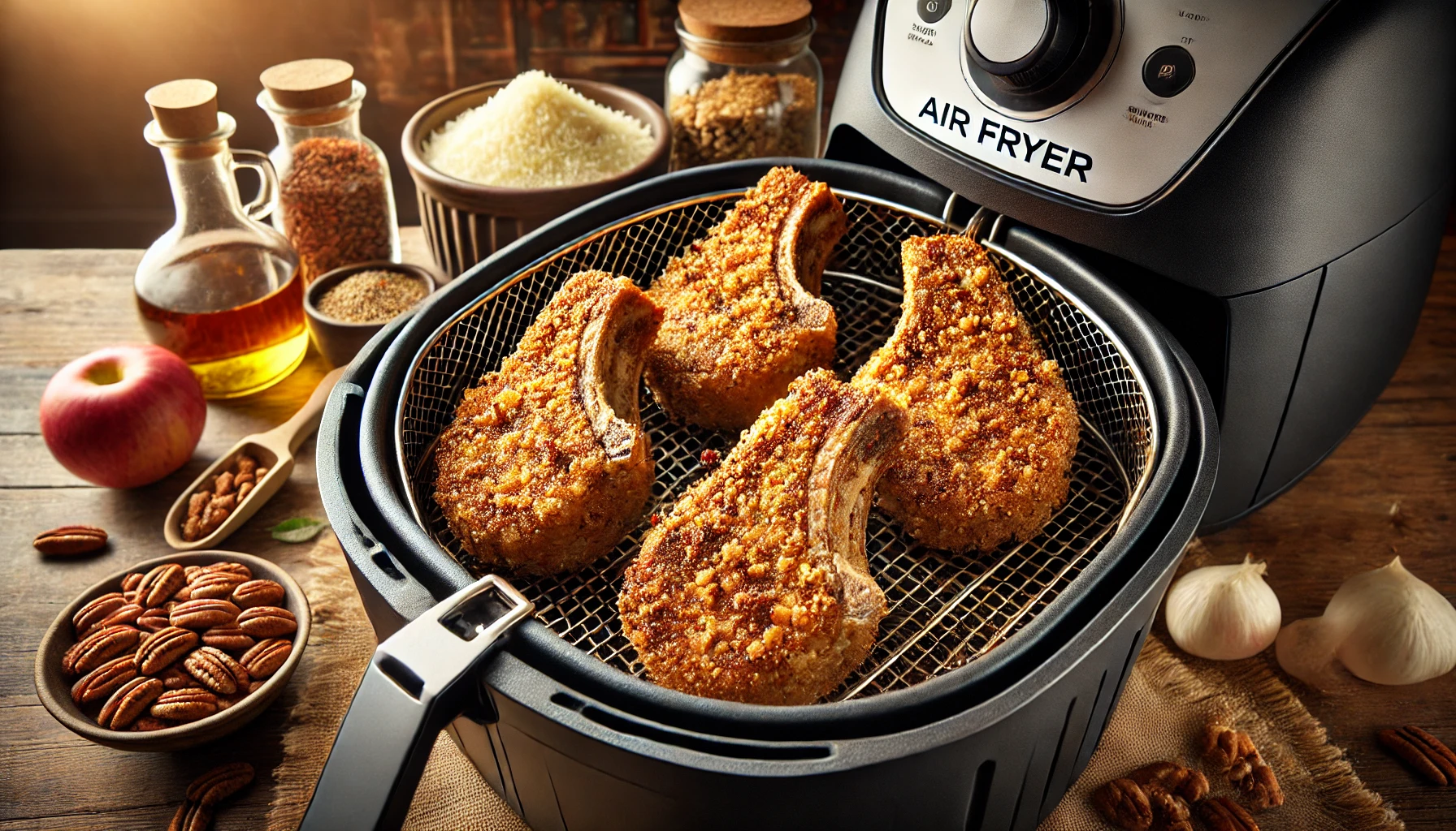 Keto Pecan Crusted Pork Chops In The Air Fryer