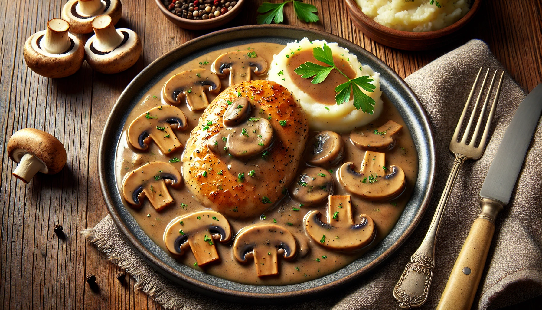 Pan Fried Chicken Breast With Mushroom