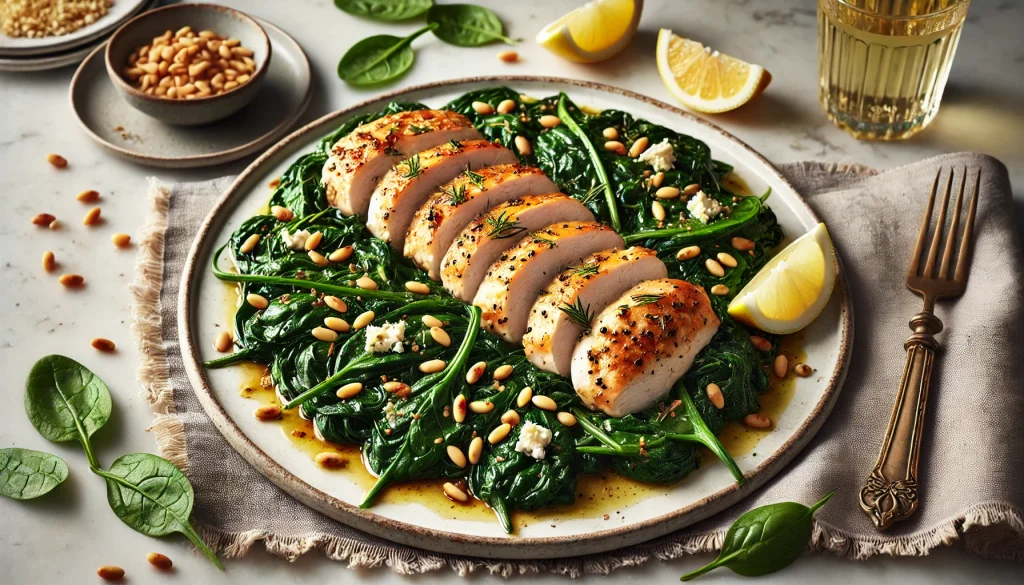 Pan Fried Chicken with Spinach and Pine Nuts: Recipe Guide 1 Pan Fried Chicken with Spinach and Pine Nuts