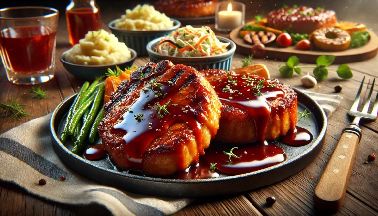 Pan Fried Pork Chops with Sweet BBQ Sauce