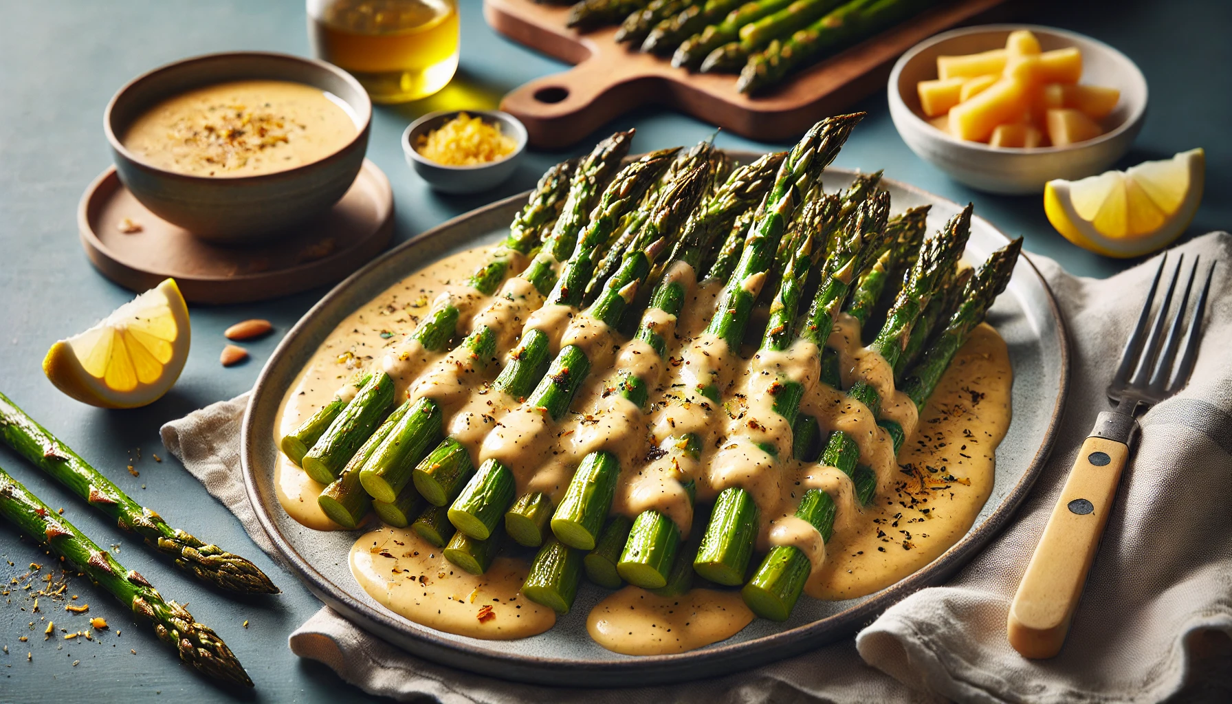 Roasted Asparagus With Smoky Gouda Cheese Sauce