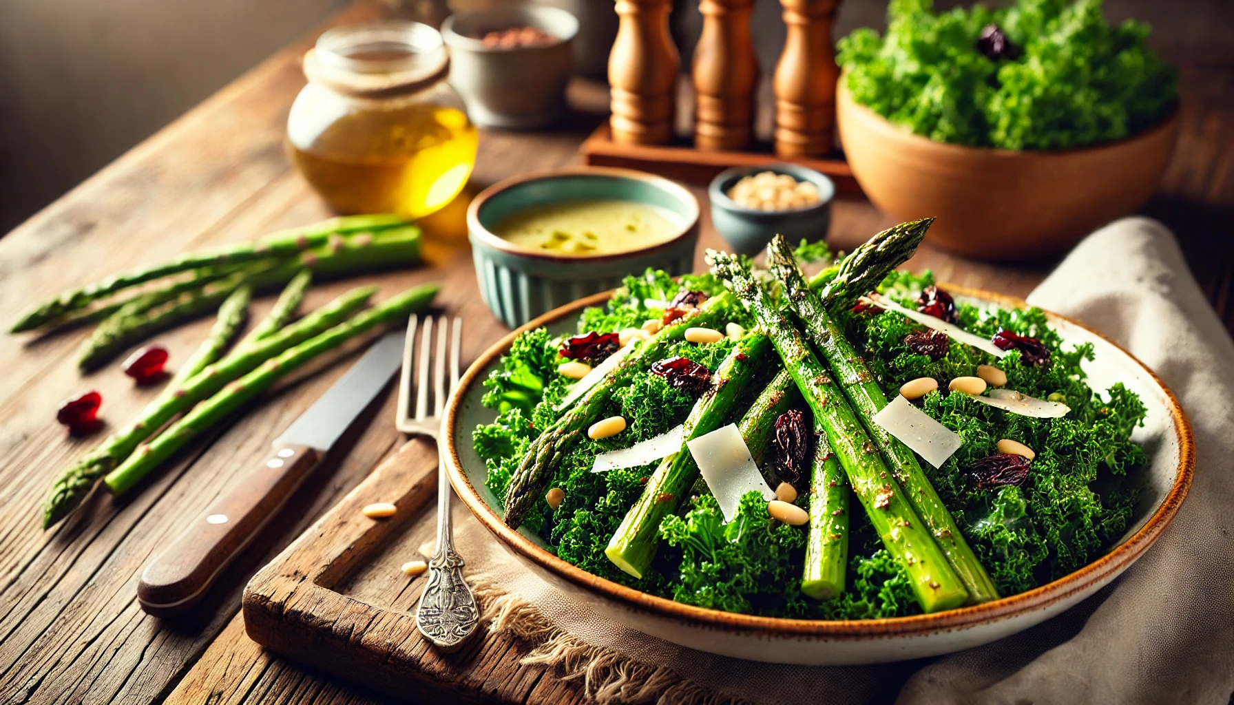 Roasted Asparagus and Kale Salad Recipe