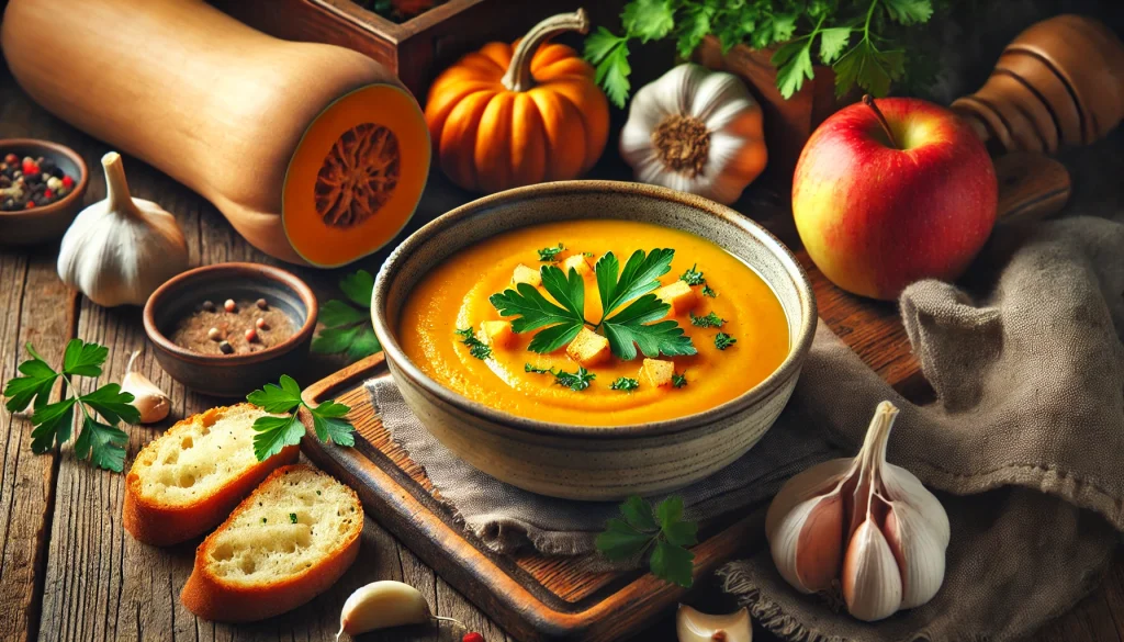 Roasted Butternut Squash Garlic And Apple Soup