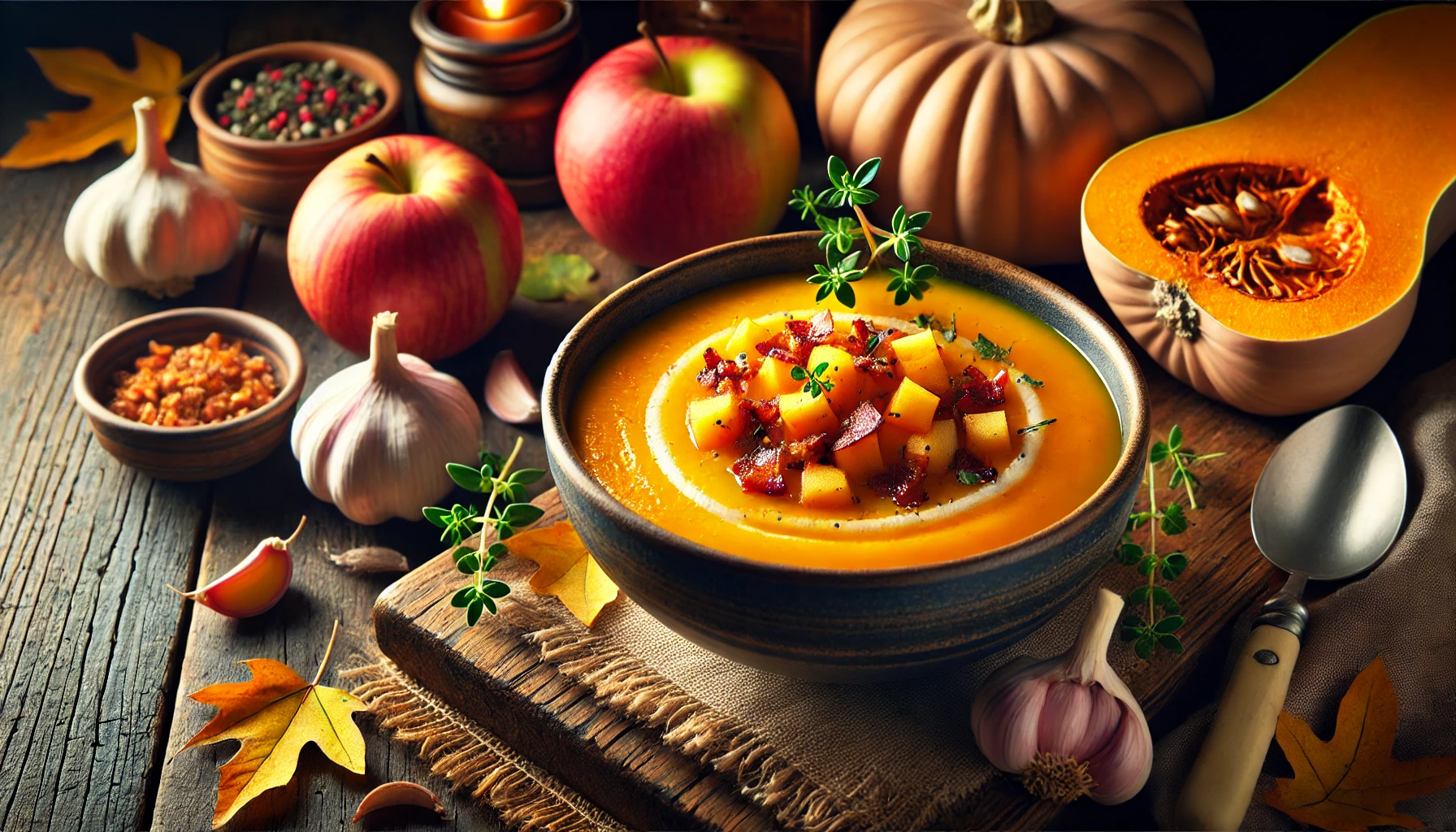 Roasted Butternut Squash Soup With Apples And Bacon recipe
