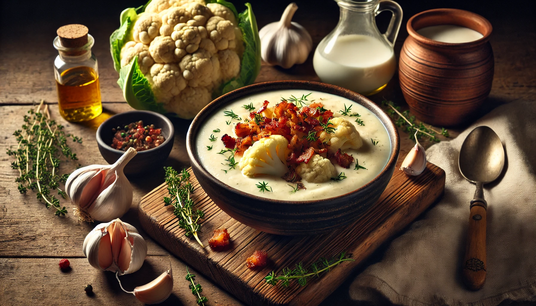 Roasted Cauliflower and Pancetta Soup