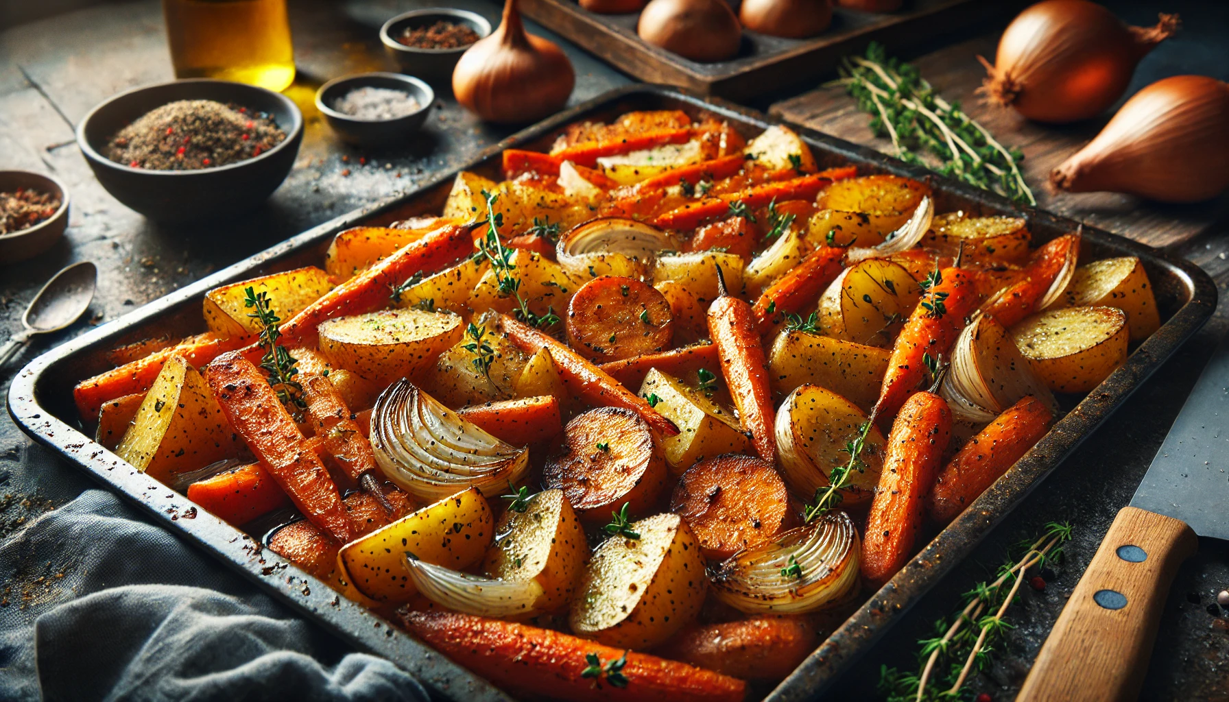 Roasted Potatoes Onions And Carrots With Brown Sugar recipe