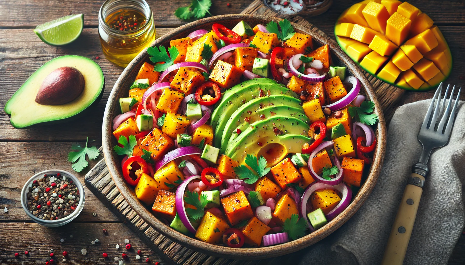 Roasted Sweet Potato Mango Salad