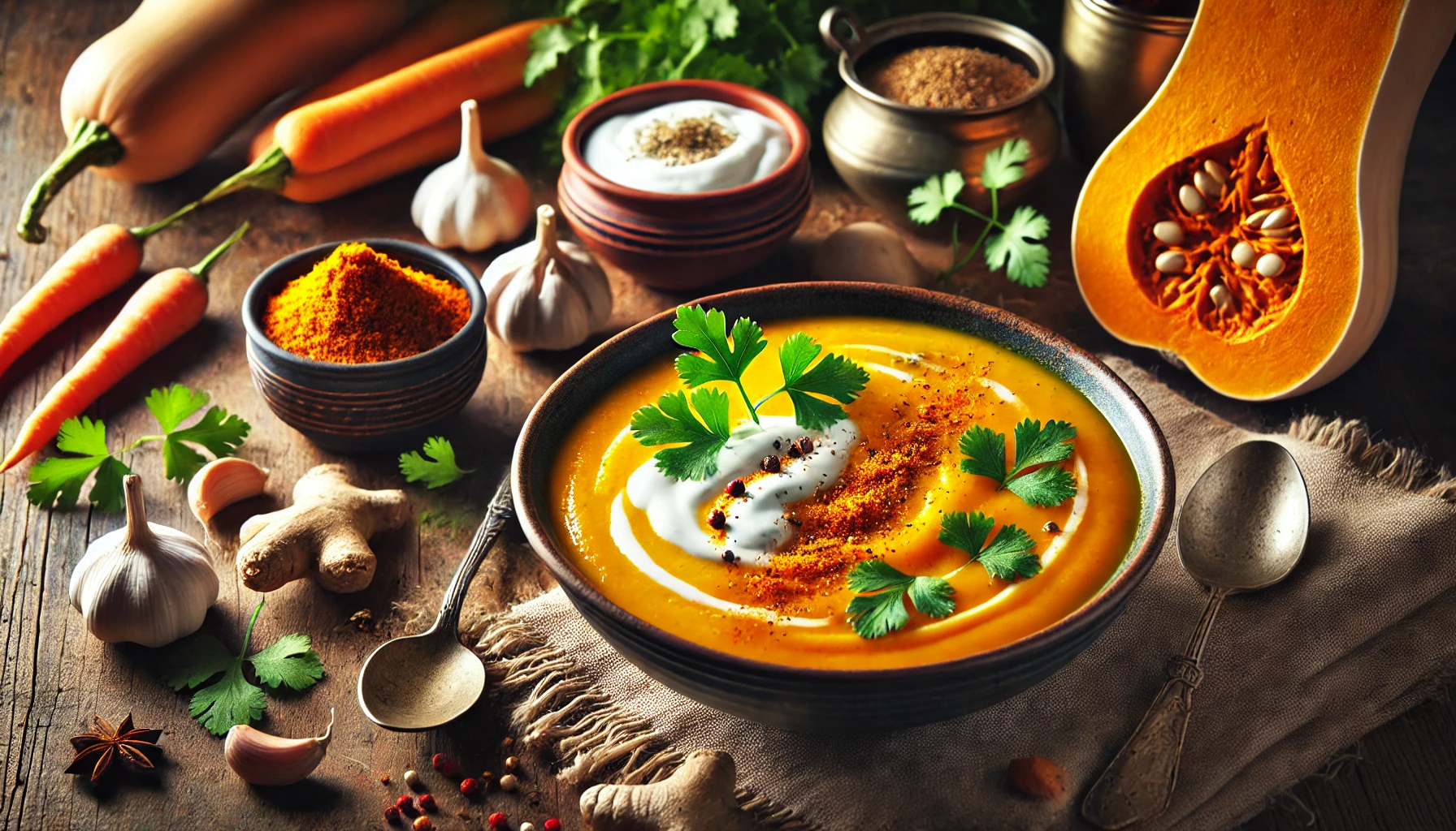 Roasted and Curried Butternut Squash Soup