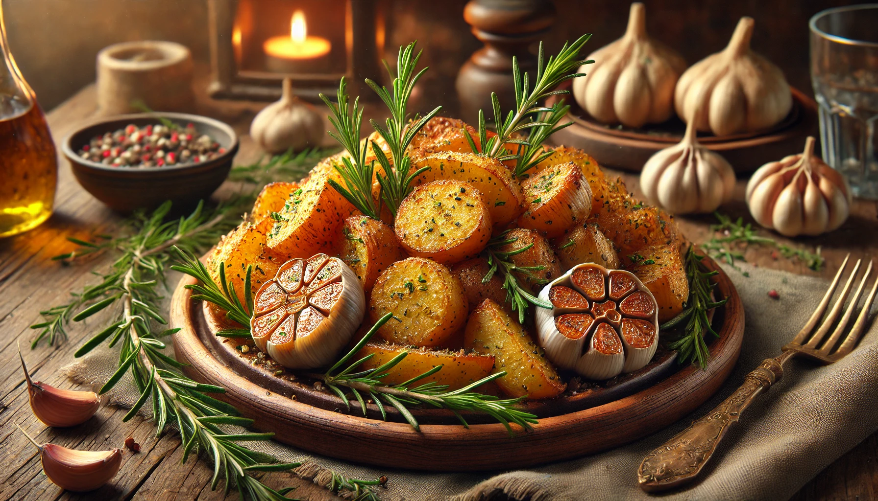 Rosemary Potatoes With Roasted Heads Of Garlic