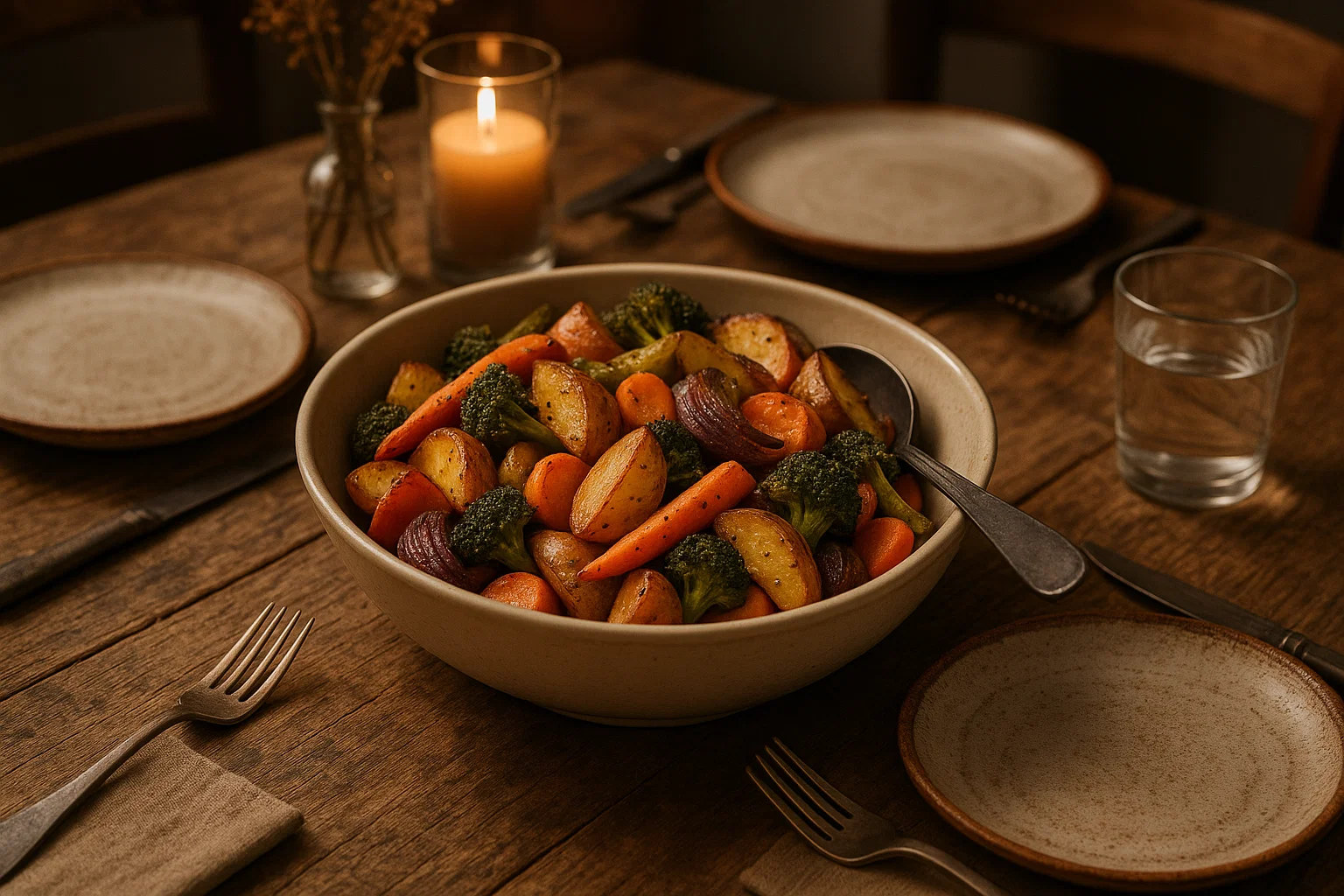 Perfect Roasted Vegetable Medley with Pro Tips Bowl of roasted vegetables served family-style
