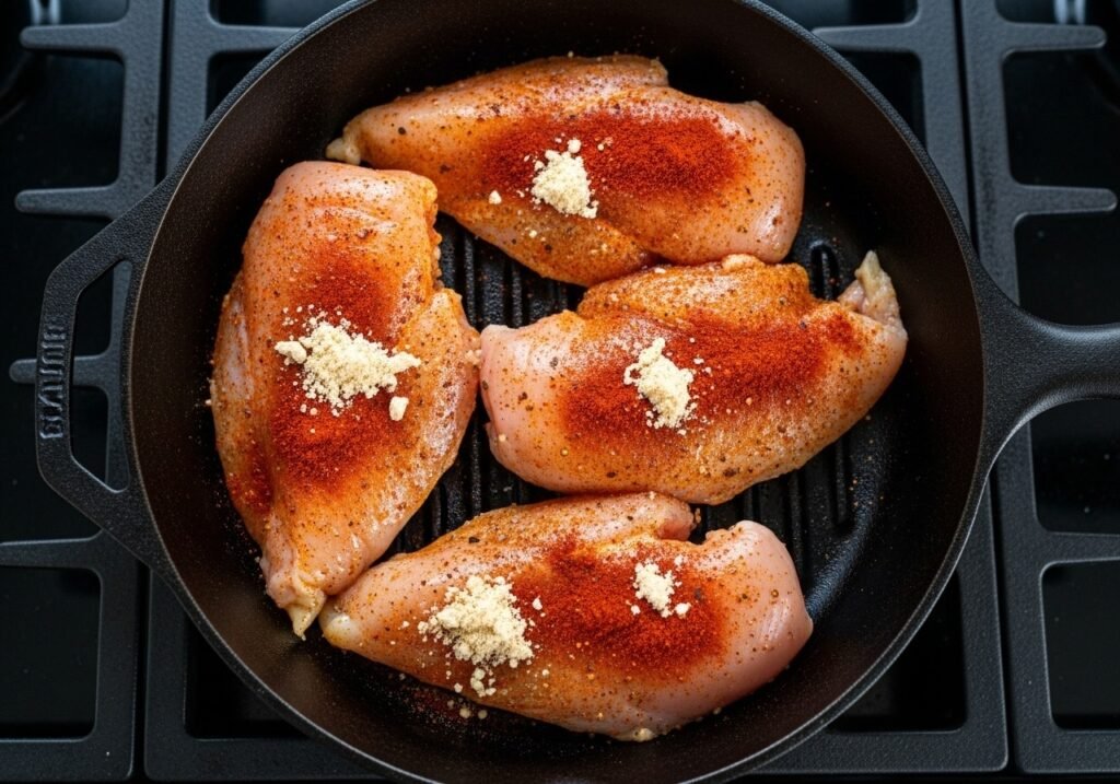 Season and Cook the Cajun Chicken