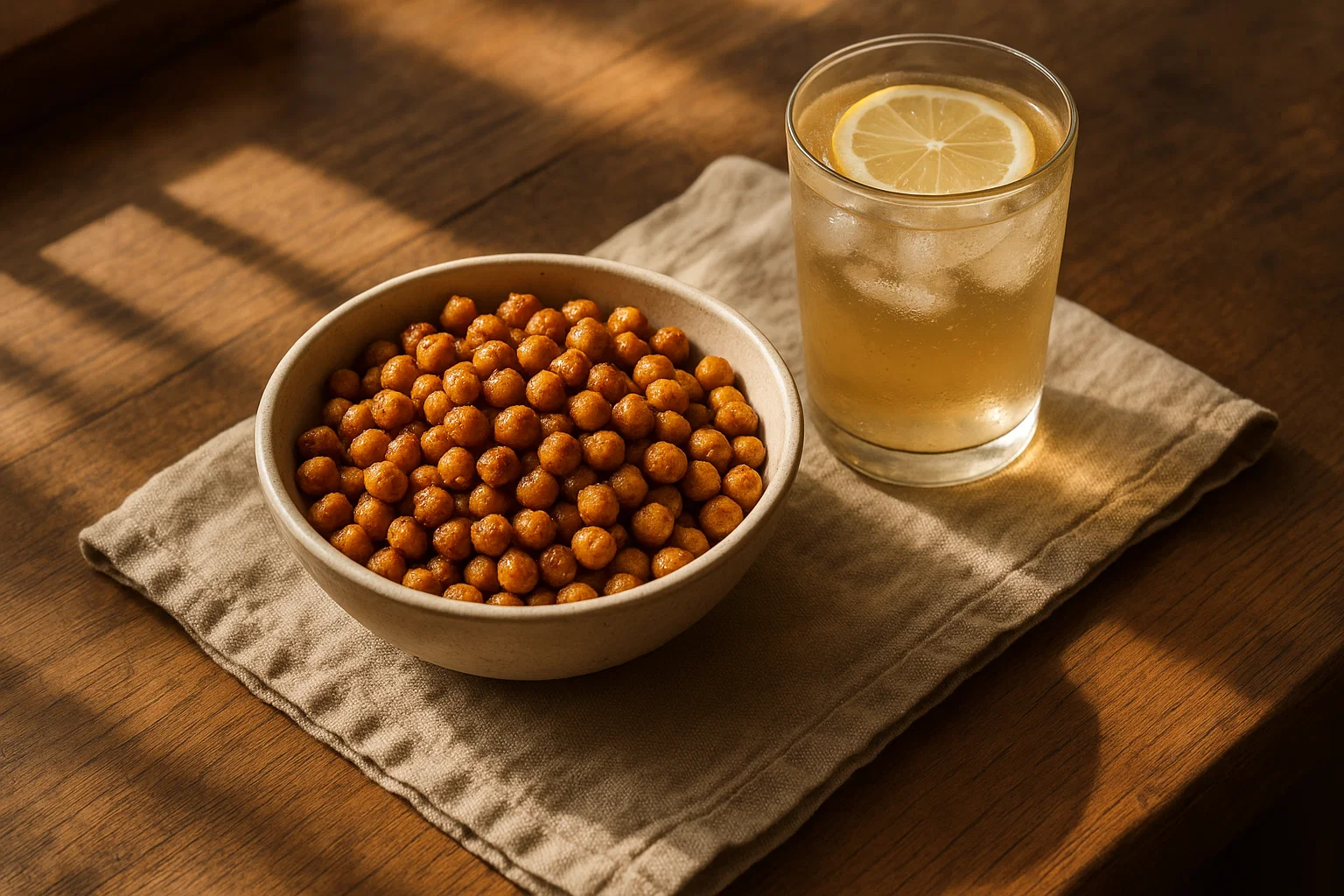 Bowl of Simple Roasted Chickpea Snack ready to serve
